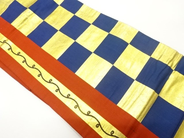 JAPANESEKIMONO / ANTIQUE WOVEN CHECKERBOARD / ARABESQUE PATTERN NAGOYA